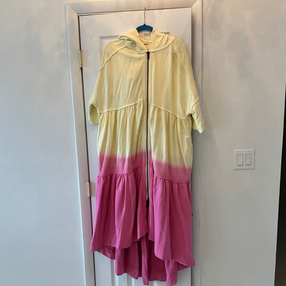 Free People Oversized comfy  Yellow and Pink Hooded Dress